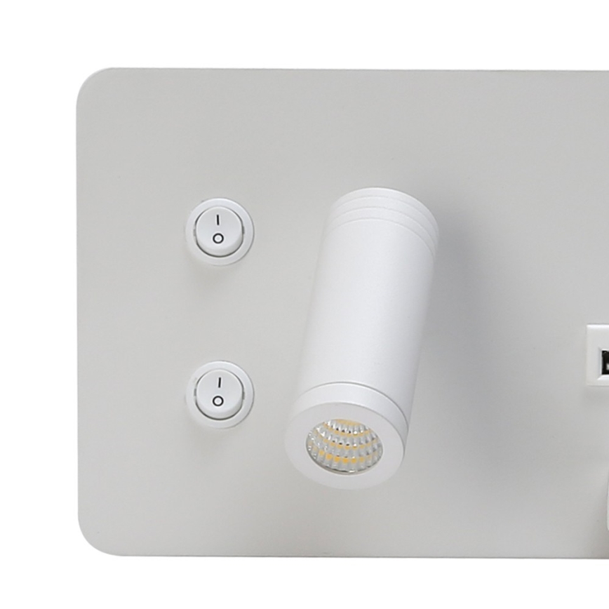 Immax 08285L - LED Επιτοίχιο φωτιστικό με ράφι, θύρα USB και ασύρματη φόρτιση Be PREPARE LED/3W/230V + LED/3W λευκό