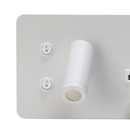 Immax 08285L - LED Σποτ τοίχου με ράφι, θύρα USB και ασύρματη φόρτιση Be PREPARE LED/3W/230V + LED/3W λευκό