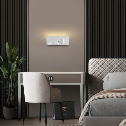 Immax 08286L - LED Επιτοίχιο φωτιστικό με ράφι, θύρα USB και ασύρματη φόρτιση Be PREPARE LED/3W/230V + LED/3W λευκό