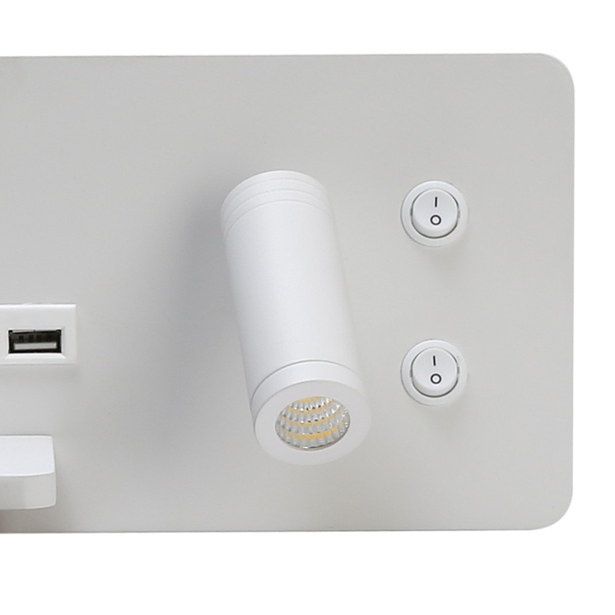 Immax 08286L - LED Επιτοίχιο φωτιστικό με ράφι, θύρα USB και ασύρματη φόρτιση Be PREPARE LED/3W/230V + LED/3W λευκό