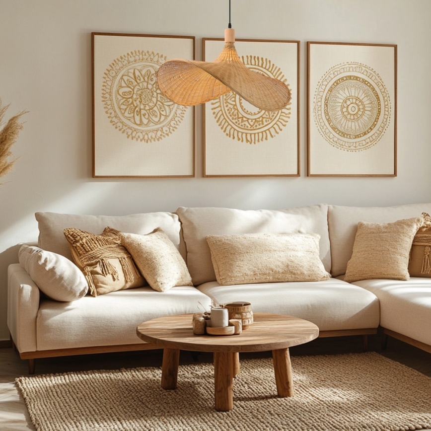 Immax 08289L - Κρεμαστό φωτιστικό οροφής SOMBRERO 1xE27/40W/230V διάμετρος 70 cm rattan