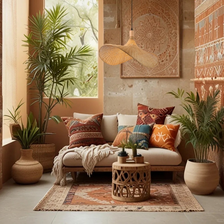 Immax 08289L - Κρεμαστό φωτιστικό οροφής SOMBRERO 1xE27/40W/230V διάμετρος 70 cm rattan