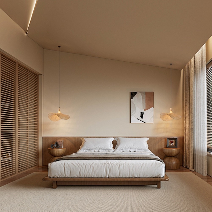 Immax 08290L - Κρεμαστό φωτιστικό οροφής SOMBRERO 1xE27/40W/230V διάμετρος 80 cm rattan