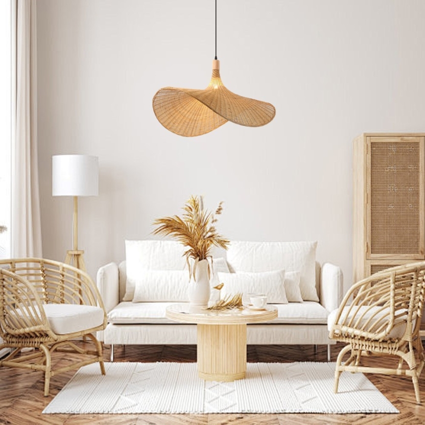 Immax 08290L - Κρεμαστό φωτιστικό οροφής SOMBRERO 1xE27/40W/230V διάμετρος 80 cm rattan
