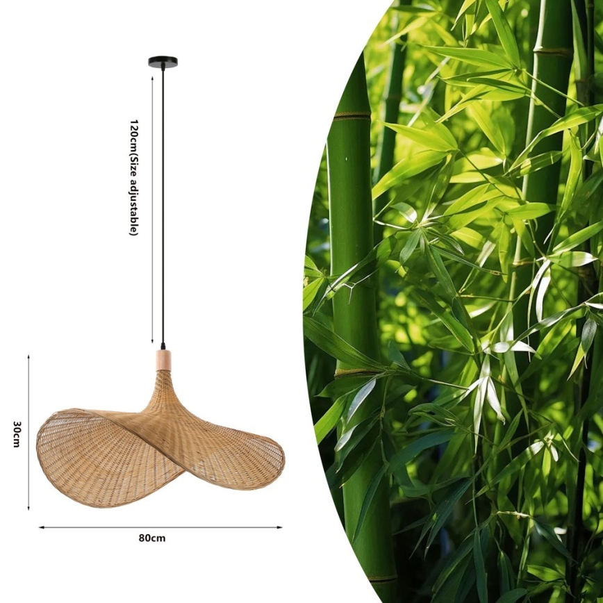 Immax 08290L - Κρεμαστό φωτιστικό οροφής SOMBRERO 1xE27/40W/230V διάμετρος 80 cm rattan
