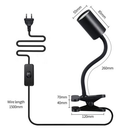 Ευέλικτο φωτιστικό με κλιπ PUNTO 1xGU10/9W/230V μαύρο