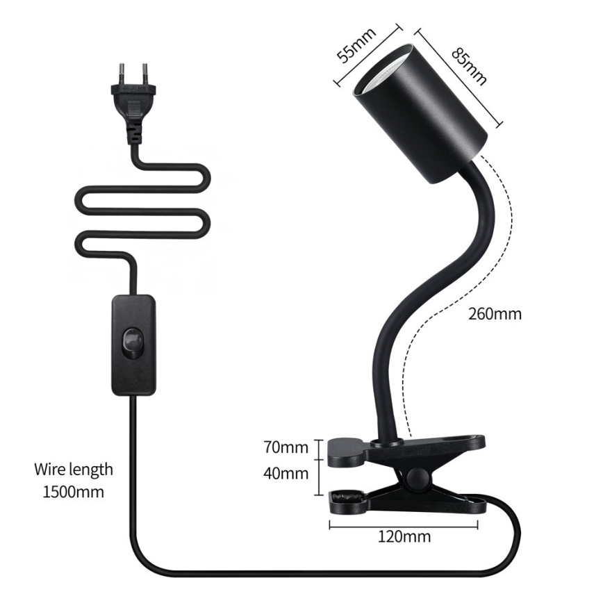 Ευέλικτο φωτιστικό με κλιπ PUNTO 1xGU10/9W/230V μαύρο