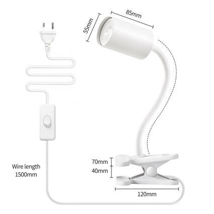 Ευέλικτο φωτιστικό με κλιπ PUNTO 1xGU10/9W/230V λευκό