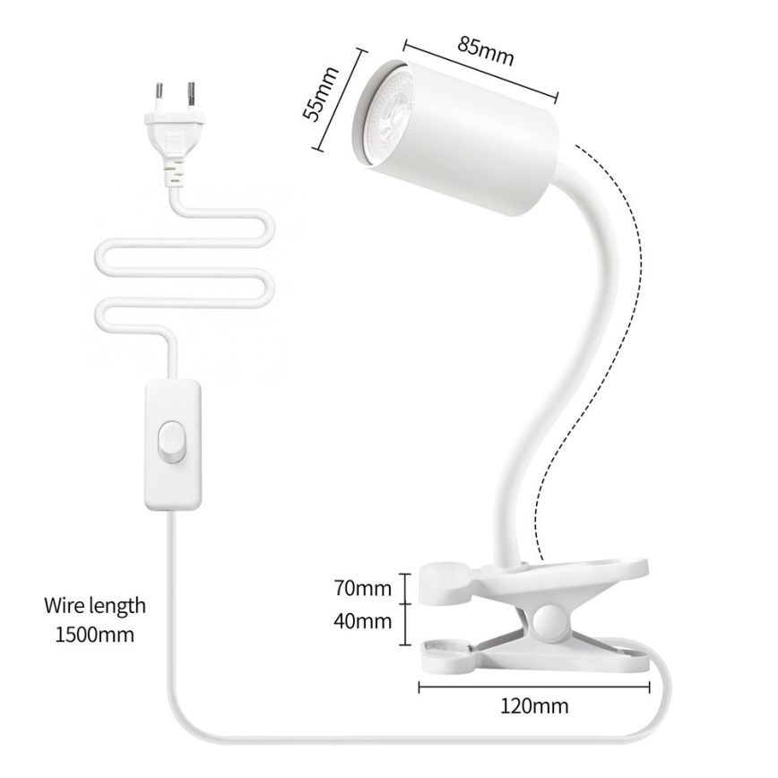 Ευέλικτο φωτιστικό με κλιπ PUNTO 1xGU10/9W/230V λευκό