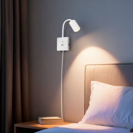 Απλίκα τοίχου με USB PUNTO 1xGU10/9W/230V λευκή