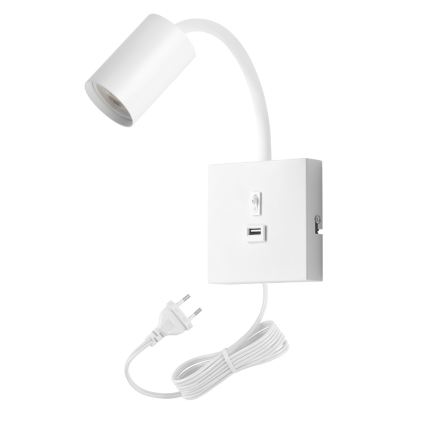 Απλίκα τοίχου με USB PUNTO 1xGU10/9W/230V λευκή