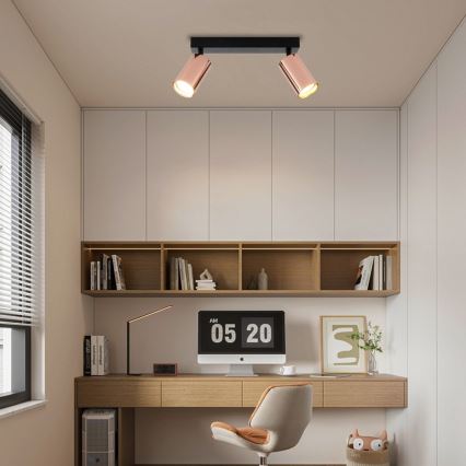 Σποτ οροφής PUNTO 2xGU10/9W/230V ροζ χρυσό