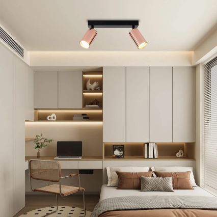 Σποτ οροφής PUNTO 2xGU10/9W/230V ροζ χρυσό