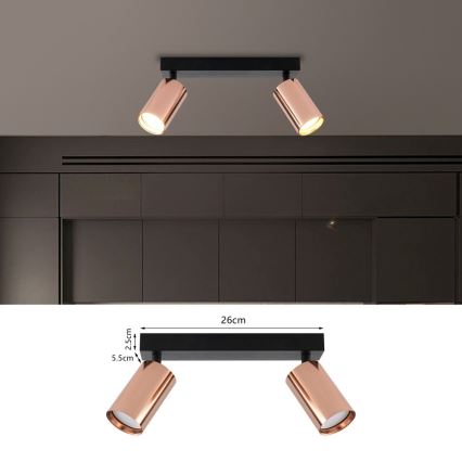 Σποτ οροφής PUNTO 2xGU10/9W/230V ροζ χρυσό