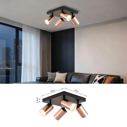 Σποτ φωτιστικό PUNTO 4xGU10/9W/230V ροζ χρυσό