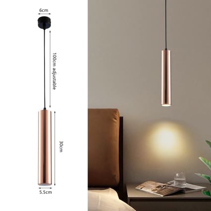 Κρεμαστό φωτιστικό με καλώδιο PUNTO 1xGU10/9W/230V σε ροζ χρυσό