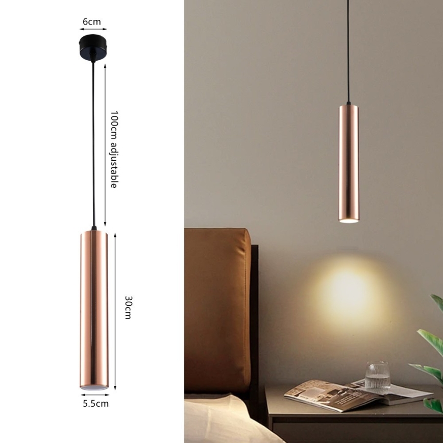 Κρεμαστό φωτιστικό με καλώδιο PUNTO 1xGU10/9W/230V σε ροζ χρυσό
