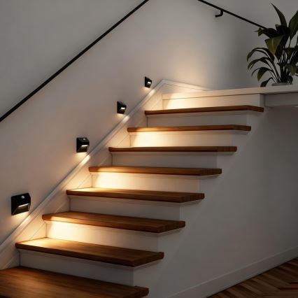 Immax 08307L - LED επαναφορτιζόμενο φωτιστικό σκάλας με αισθητήρα STEP LIGHT LED/0,3W/3,7V 2200 mAh IP53 μαύρο