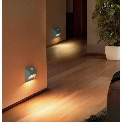 Immax 08309L - LED επαναφορτιζόμενο φωτιστικό σκάλας με αισθητήρα STEP LIGHT LED/0,3W/3,7V 2200 mAh IP53 γκρι