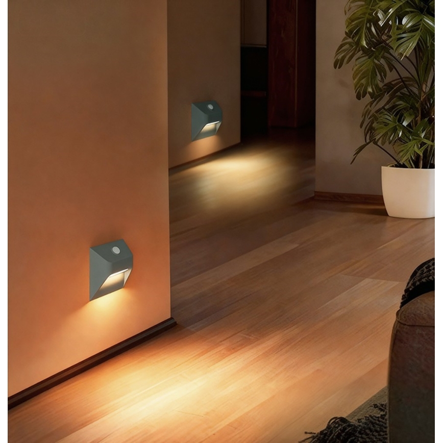 Immax 08309L - LED επαναφορτιζόμενο φωτιστικό σκάλας με αισθητήρα STEP LIGHT LED/0,3W/3,7V 2200 mAh IP53 γκρι