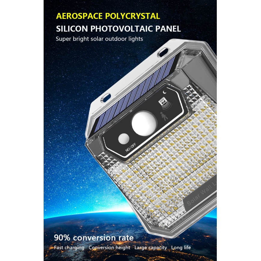 Ηλιακό φωτιστικό τοίχου LED με αισθητήρα LED/3W/5,5V IP65 1200 mAh