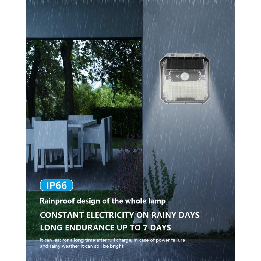 Ηλιακό φωτιστικό τοίχου LED με αισθητήρα LED/3W/5,5V IP65 1200 mAh