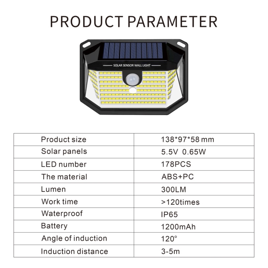 Ηλιακό φωτιστικό τοίχου LED με αισθητήρα LED/4W/5,5V IP65 1200 mAh