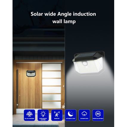 Ηλιακό φωτιστικό τοίχου LED με αισθητήρα LED/4W/5,5V IP65 1200 mAh