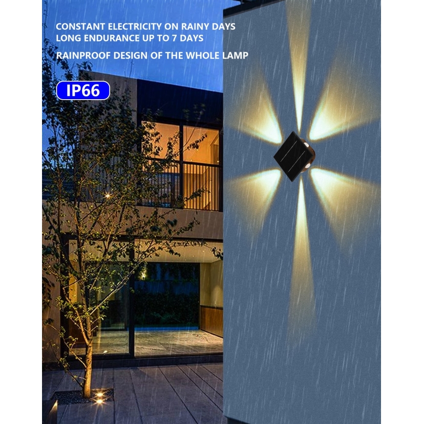 LED Ηλιακό Επιτοίχιο Φωτιστικό με Αισθητήρα LED/2W/5V IP54 1300 mAh