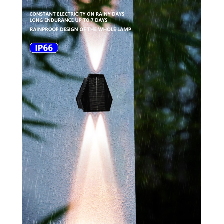 LED Ηλιακό Επιτοίχιο Φωτιστικό με Αισθητήρα LED/2W/5V IP54 1300 mAh