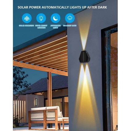 Ηλιακό φωτιστικό τοίχου LED με αισθητήρα LED/2W/5V IP54 1300 mAh