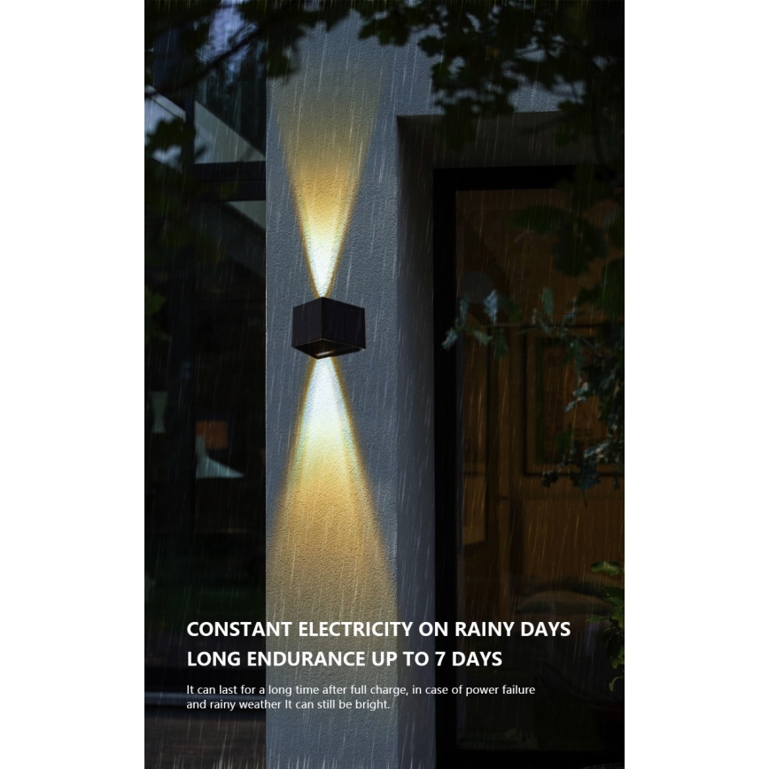 LED Ηλιακό Επιτοίχιο Φωτιστικό με Αισθητήρα LED/2W/5V IP54 1300 mAh