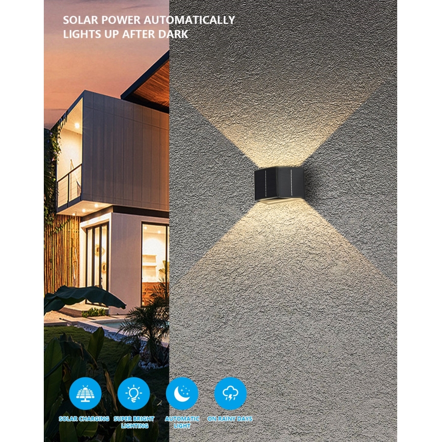 LED Ηλιακό Επιτοίχιο Φωτιστικό με Αισθητήρα LED/2W/5V IP54 1300 mAh