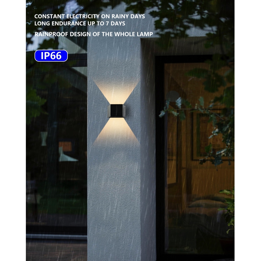 LED Ηλιακό Επιτοίχιο Φωτιστικό με Αισθητήρα LED/2W/5V IP54 1300 mAh