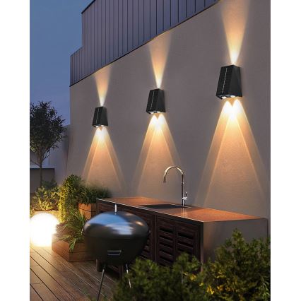 LED Ηλιακό Επιτοίχιο Φωτιστικό με Αισθητήρα LED/2W/5V IP54 1300 mAh