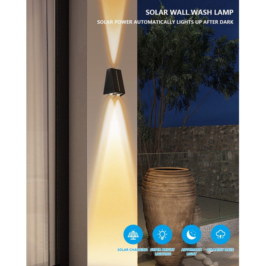 Ηλιακό φωτιστικό τοίχου LED με αισθητήρα LED/2W/5V IP54 1300 mAh