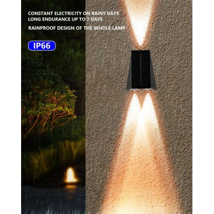 Ηλιακό φωτιστικό τοίχου LED με αισθητήρα LED/2W/5V IP54 1300 mAh