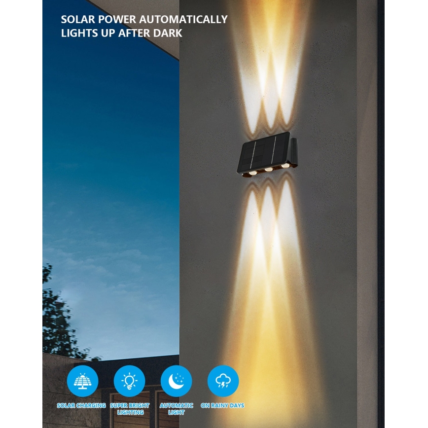 Ηλιακό φωτιστικό τοίχου LED με αισθητήρα LED/2W/5V IP54