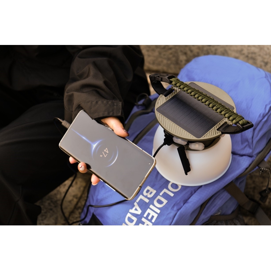 Φορητός ηλιακός φορτιστής LED RGB με LED αλυσίδα LED/10W/5V 3600 mAh IP65 3600 mAh