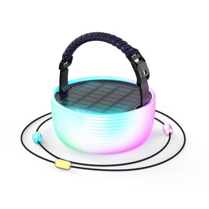 Φορητός ηλιακός φορτιστής LED RGB με LED αλυσίδα LED/10W/5V 3600 mAh IP65 3600 mAh