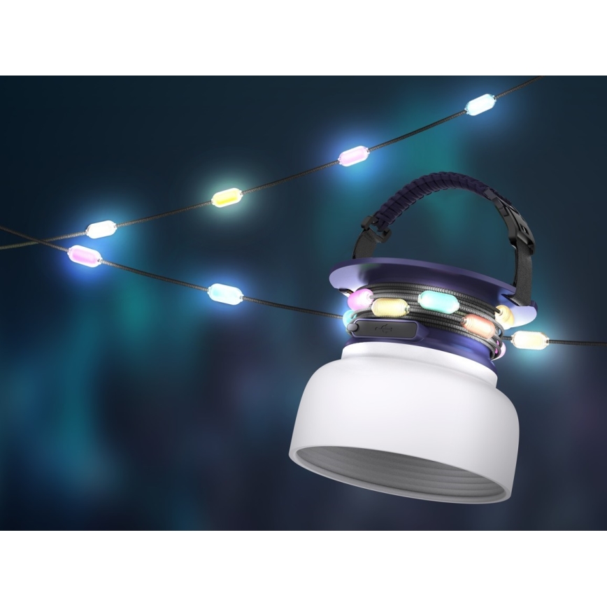 LED RGB Φορητό ηλιακό επαναφορτιζόμενο φωτιστικό with LED λαμπάκια LED/10W/5V 3600 mAh IP65 3600 mAh