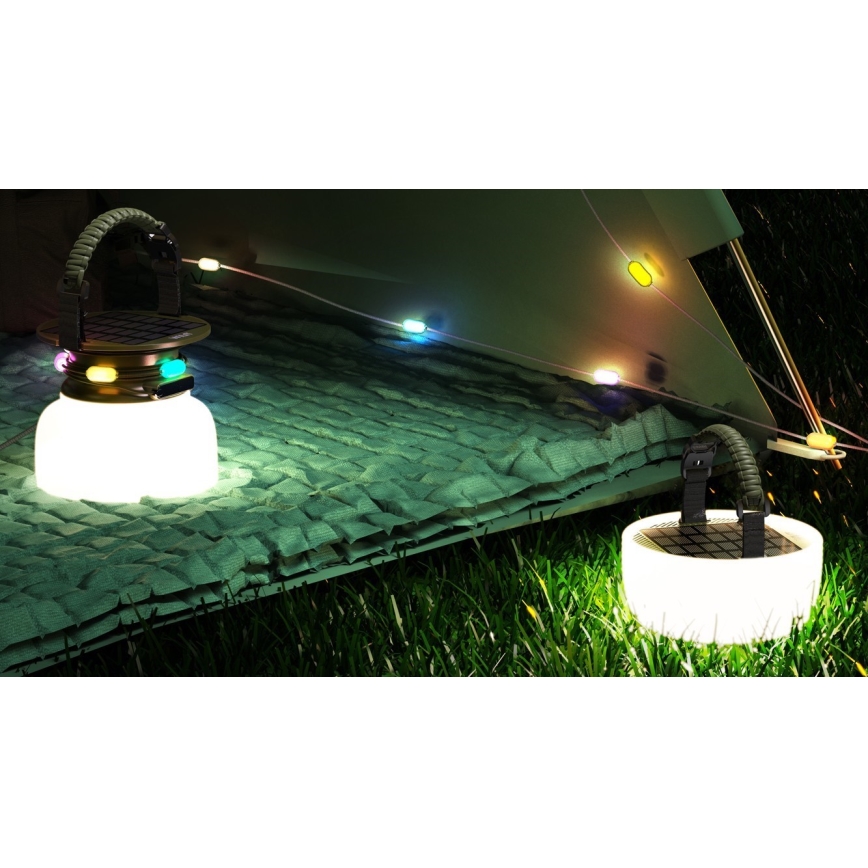 LED RGB Φορητό ηλιακό επαναφορτιζόμενο φωτιστικό with LED λαμπάκια LED/10W/5V 3600 mAh IP65 3600 mAh