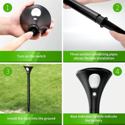 Ηλιακός λαμπτήρας LED με αισθητήρα LED/1W/3,7V 6000K IP65 1500 mAh