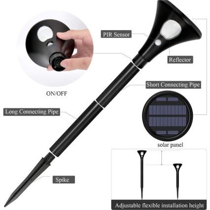 Ηλιακή λάμπα LED με αισθητήρα LED/1W/3,7V 6000K IP65 1500 mAh