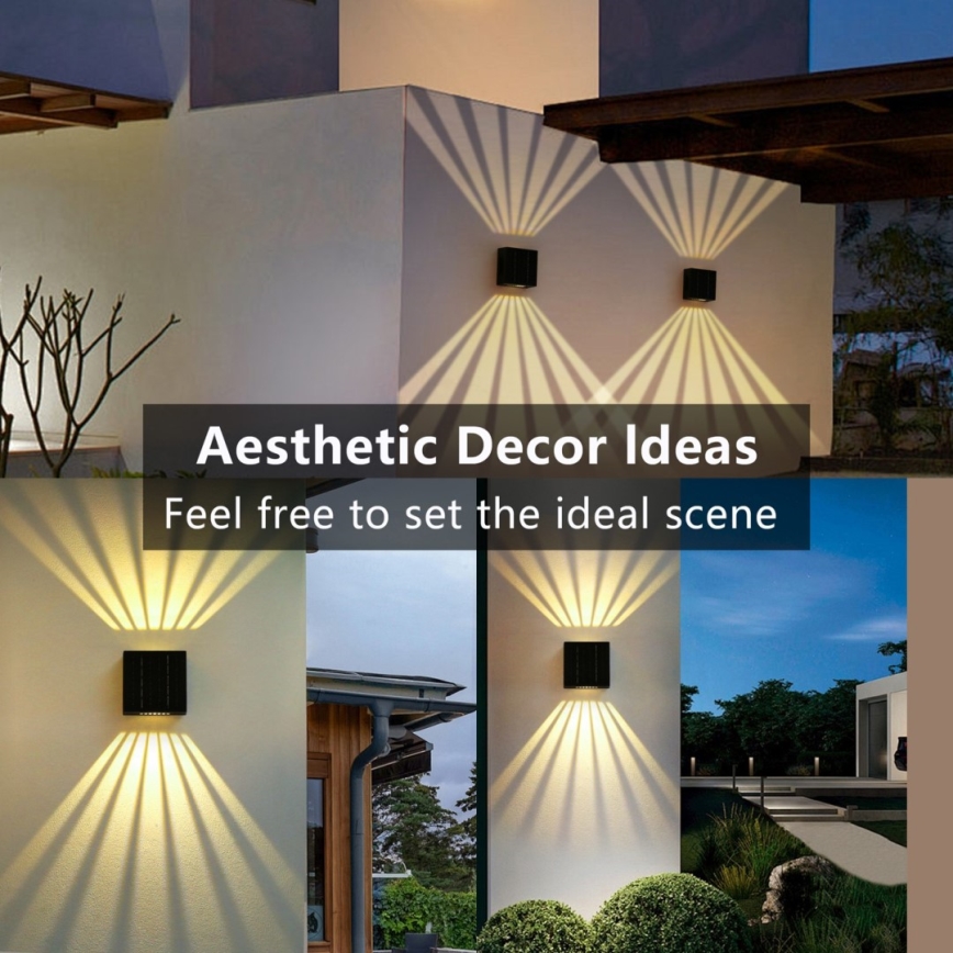 LED Ηλιακό Επιτοίχιο Φωτιστικό LED/2W/3,7V 4000K IP44 1300 mAh