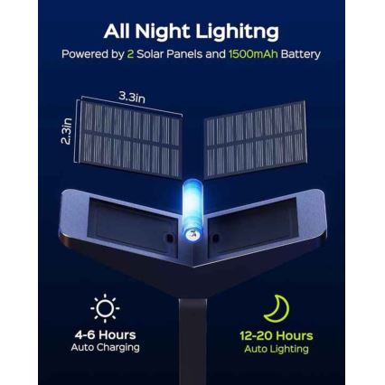 Ηλιακό φωτιστικό LED με αισθητήρα SUN BUTTERFLY LED/1,5W/3,7V 3000/6000K IP65 1500 mAh