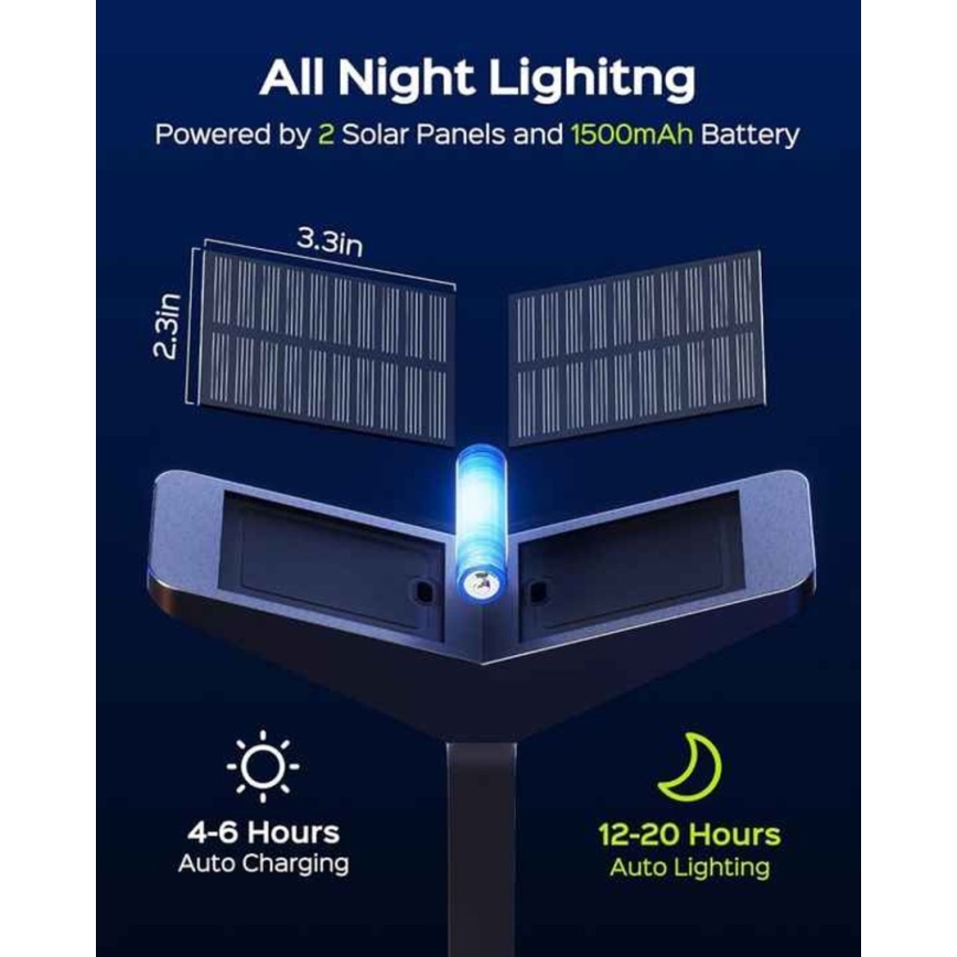 Ηλιακό φωτιστικό LED με αισθητήρα SUN BUTTERFLY LED/1,5W/3,7V 3000/6000K IP65 1500 mAh