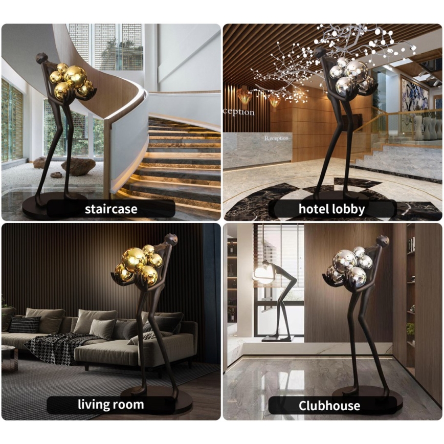 Επιδαπέδιο φωτιστικό SILUETTE 6xE27/25W/230V 180 cm Human Ball