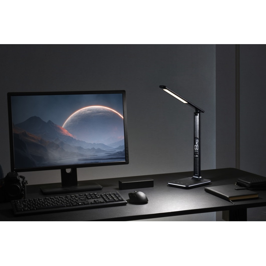 Eπιτραπέζια λάμπα dimmer LED με οθόνη LED/9W/230V/12V μαύρο