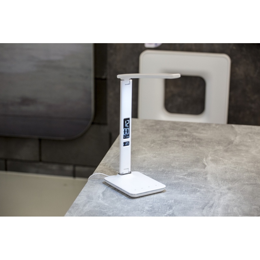 Επιτραπέζια λάμπα LED με οθόνη LED/9W/230V λευκό